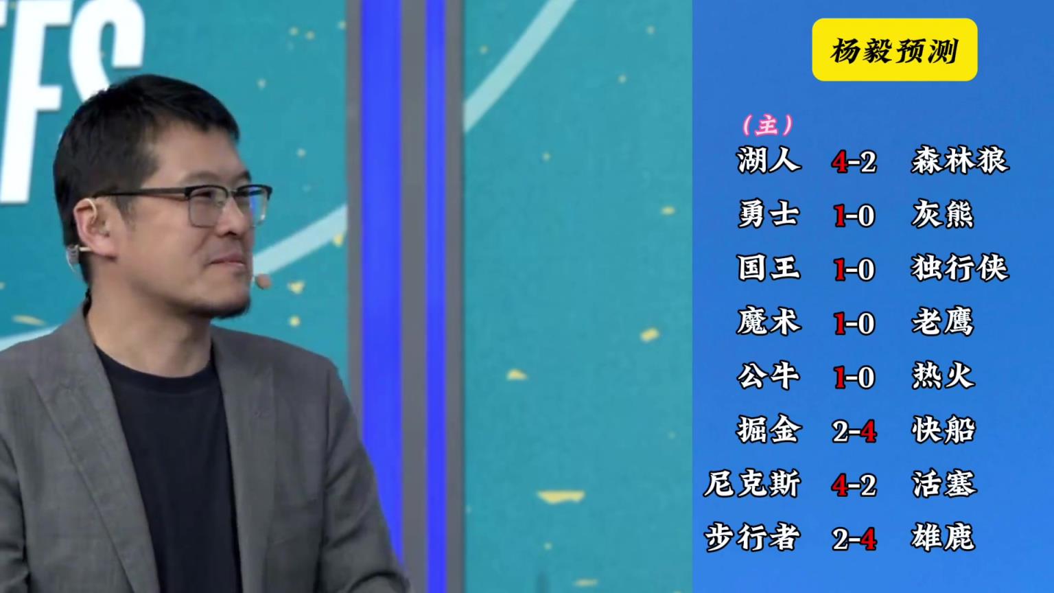 明燈來(lái)了！看看楊毅的季后賽預(yù)測(cè)：湖人4-2狼 快船4-2掘金